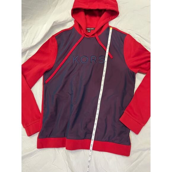 Michael Kors Hoodie Pullover, Men's Small, Red/Blue Colorblock Mesh Overlay - Picture 10 of 11